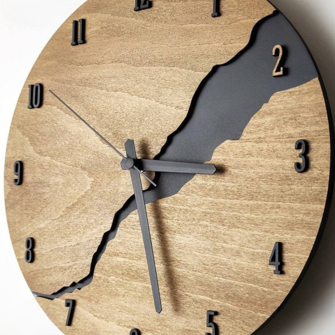 Wall Clock - Rustic Elegance with Cracked Wood Finish