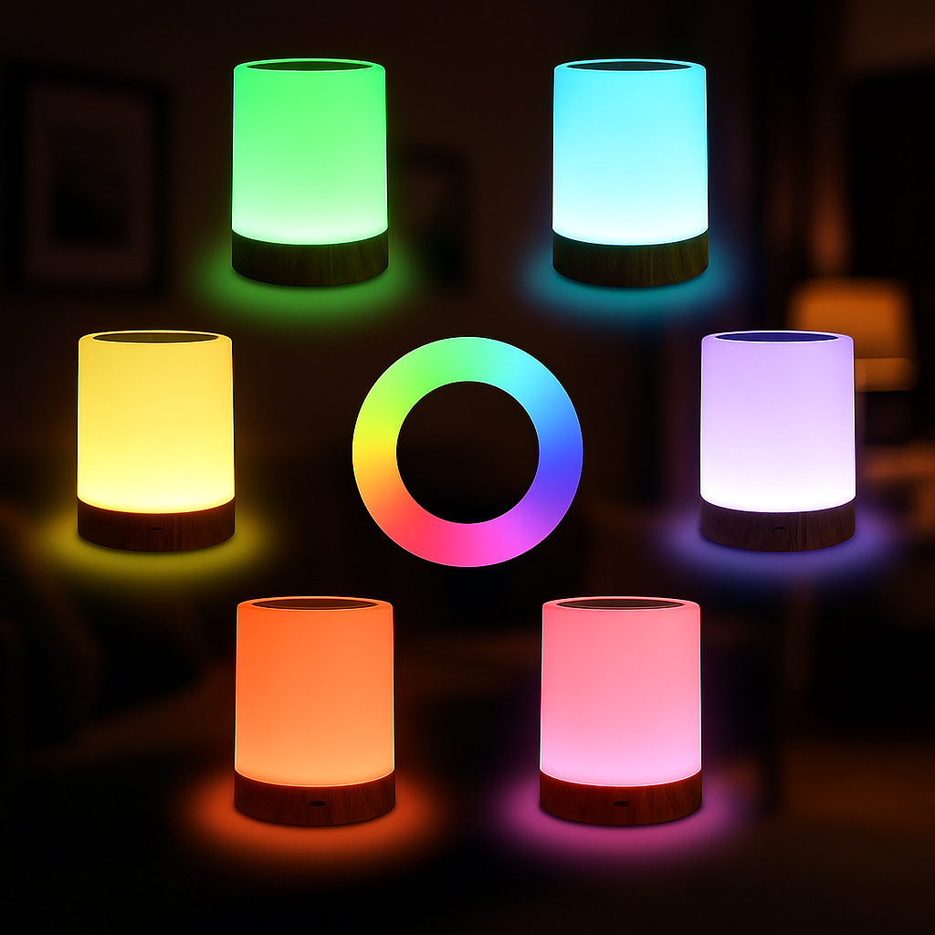 Portable Dimmable Colour Changing LED Night Light | USB Rechargeable Touch Control