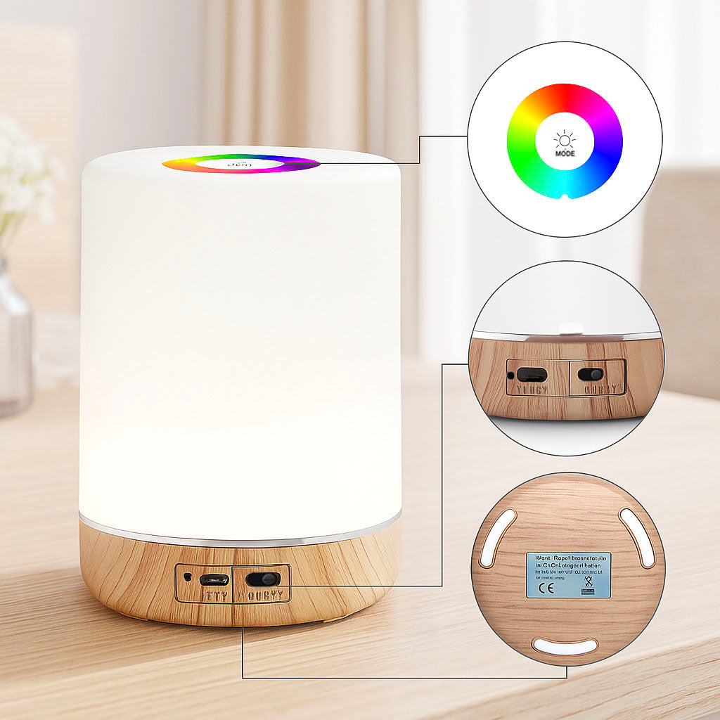 Portable Dimmable Colour Changing LED Night Light | USB Rechargeable Touch Control