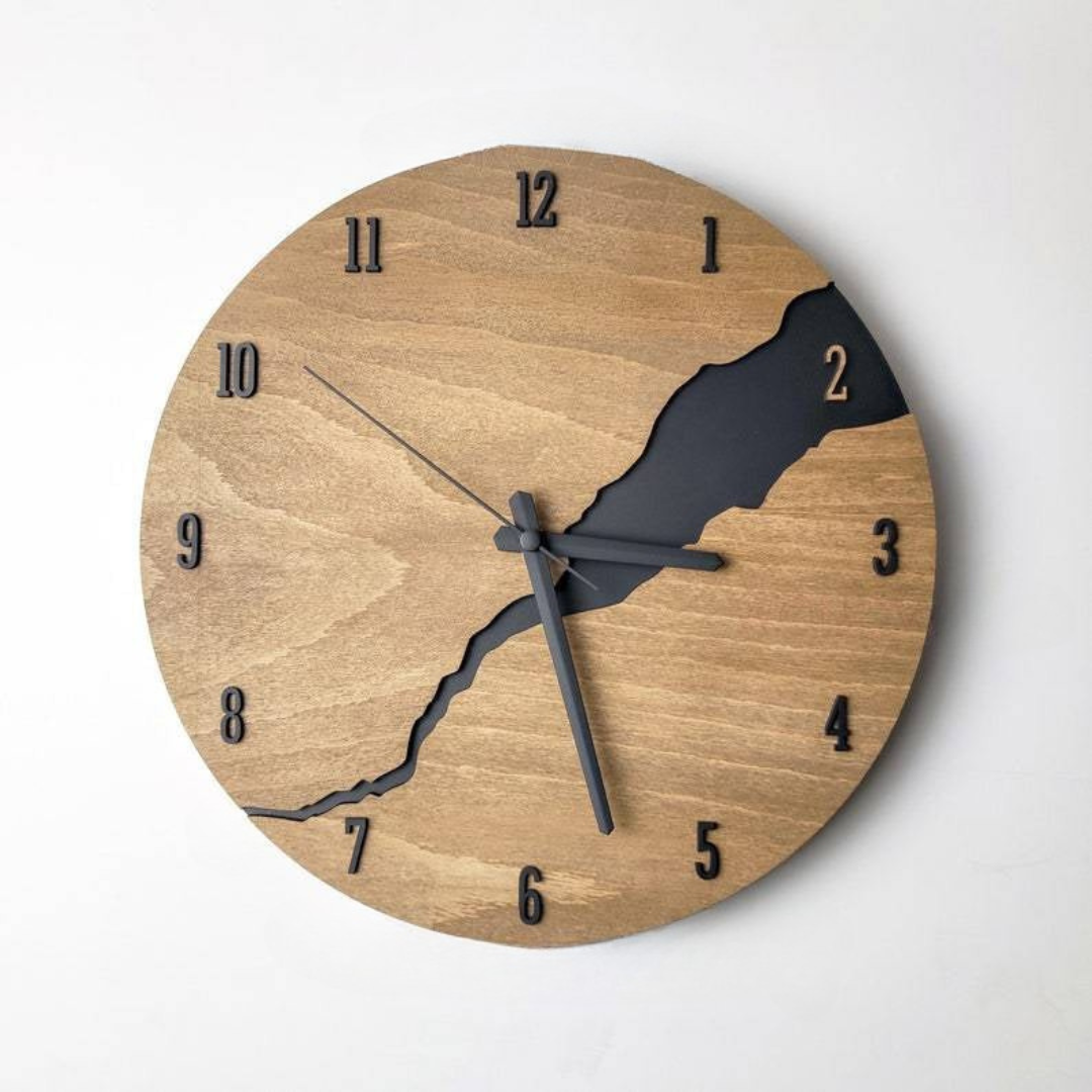 Wall Clock - Rustic Elegance with Cracked Wood Finish